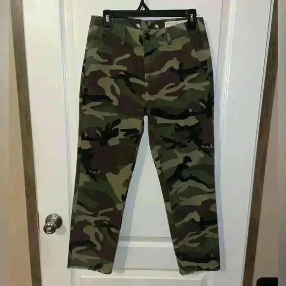 Rag and Bone camo Buckley chino‎ pants freyed hem size 24 - Picture 1 of 5